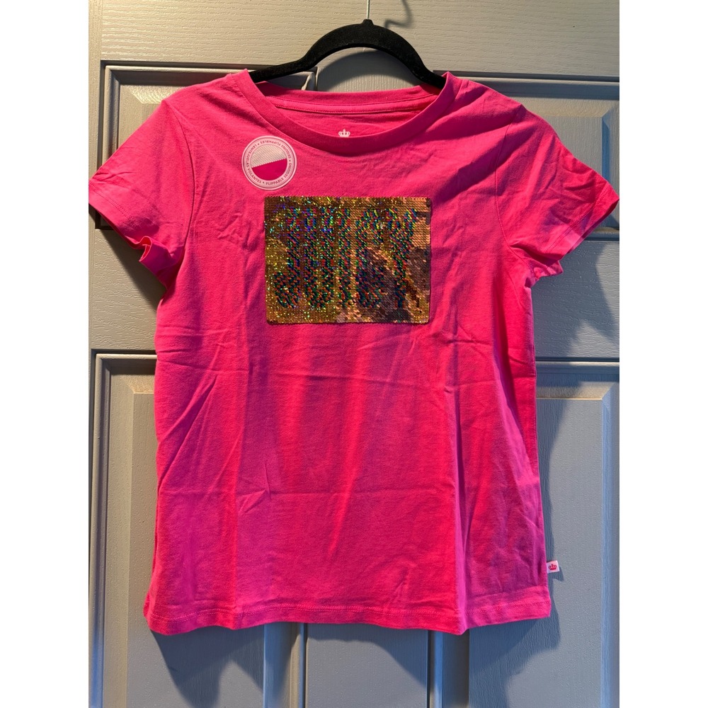 Juicy Couture Girls Beetroot Purple Pink Flippable Sequin Logo T-Shirt XL 16 NEW